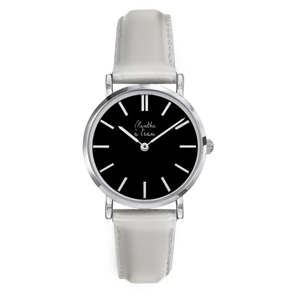 la véritable cuir argenté F noir-F