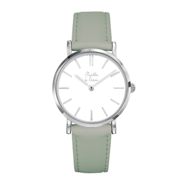 la véritable cuir vert d'eau F blanc B chromé-F