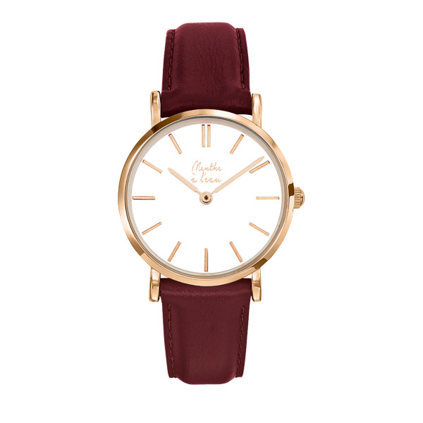 la véritable cuir bordeaux F blanc-F