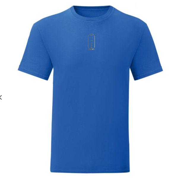 T-shirt bleu roi Cartouche or