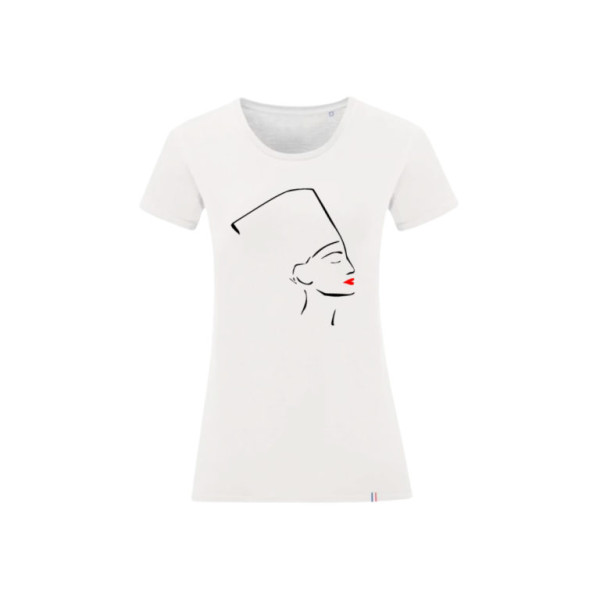 T-shirt col rond femme illustration motif Egyte Nefertiti